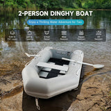 CREWORKS 7.5ft Inflatable Dinghy Boat, 2 Person 660lb Transom Sport Tender Boat with Pump Aluminum Oars Floor, Heavy Duty Inflatable Raft Kayak for Adults