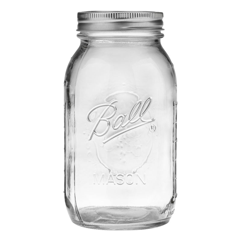 Regular Mouth Quart Glass Mason Jar, 32-oz/946-mL, 8-pk S8520