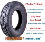 Libra Trailer Parts set of 4 Heavy Duty Trailer Tires ST205/75R15 205 75 15 10-Ply Load Range E Steel Belted Radial w/Scuff Guard