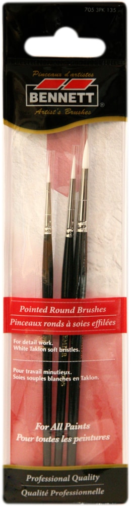 Professional Artist Pointed Round Tip Paint Brushes, 3-pk F3120
