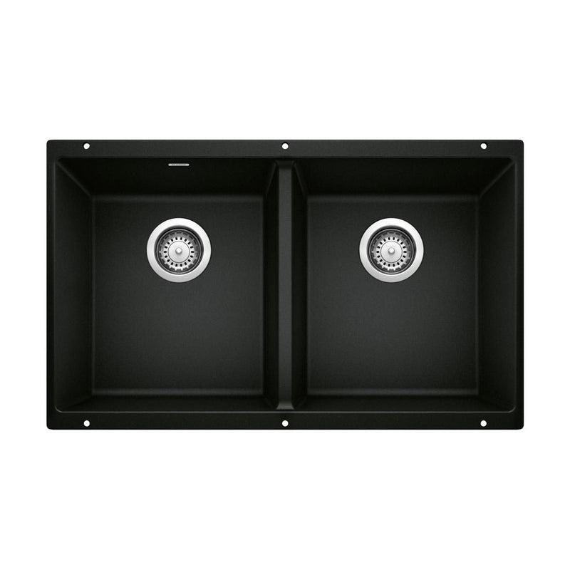 Precis 29-in 50/50 Double Bowl Undermount Kitchen Sink, Coal Black H9439