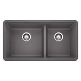 Precis 33-in 60/40 Double Bowl Undermount Kitchen Sink, Cinder