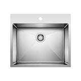 Quatrus R15 25-in Single Bowl Dual Mount Stainless Steel Laundry Sink