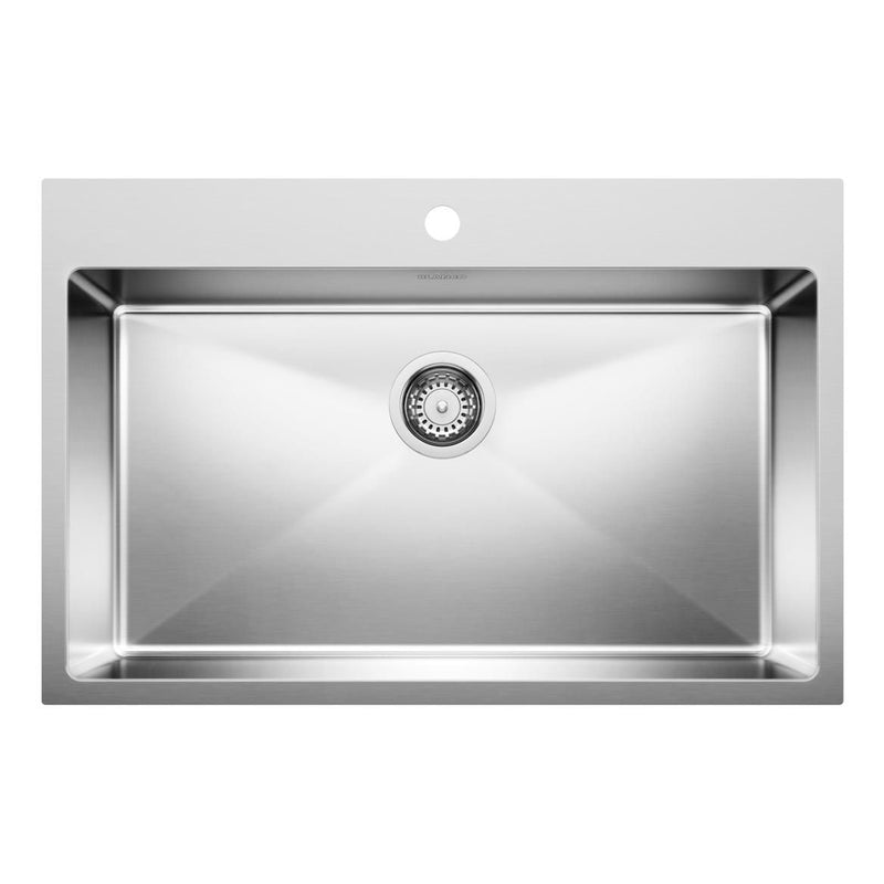 Quatrus R15 31-in Single Bowl Dual Mount Stainless Steel Kitchen Sink O3371