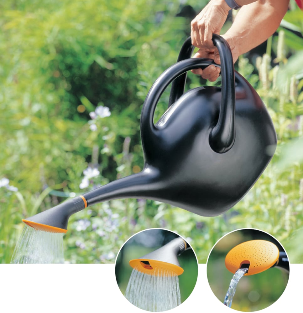 Easypour 2-in-1 Spout Watering Can with Dual Handle, 9.8-L, (2.6 US gal) Black