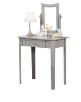 Cece 1-Drawer Grey Dressing Table Makeup Vanity Set with Stool and Mirror