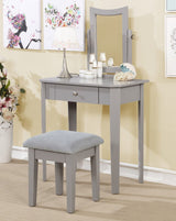 Cece 1-Drawer Grey Dressing Table Makeup Vanity Set with Stool and Mirror