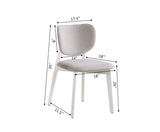 Dua Cream Fabric Upholstered Dining Chair with Curved Backrest, 2-pc