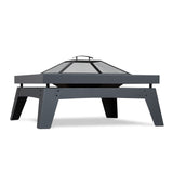 Breton Square Steel Wood Burning Fire Pit in Gray, 37-in