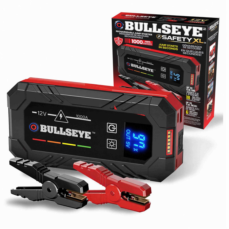 XL 1000A 12V Car Jump Starter, Portable Booster with Jumper Cables, 6.0-L Gas & 3.0-L Diesel, 1800mAh Rechargeable U6494