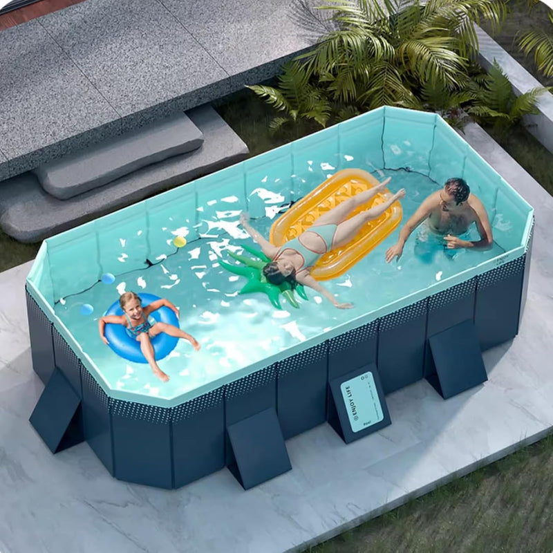 Pool Above Ground/Wood Frame Swimming Pools, 5feet/ 6foot/ 7ft/ 8ft/ 9ft/ 13ft Long Outdoor Mini Large Rectangular Pool for Indoor Outdoor Backyard Home, Toddler Adults Relax Pool (Size: 1.6x1.2x0. B7480