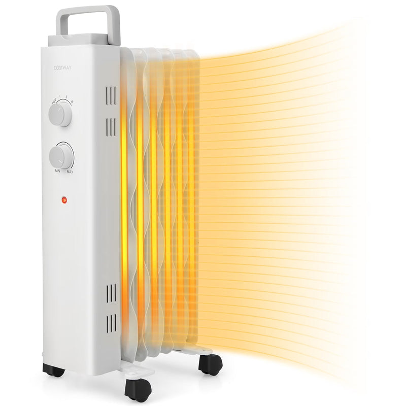 1500W Oil Filled Space Heater Electric Oil Radiant Heater w/ Safety Protection Y8293