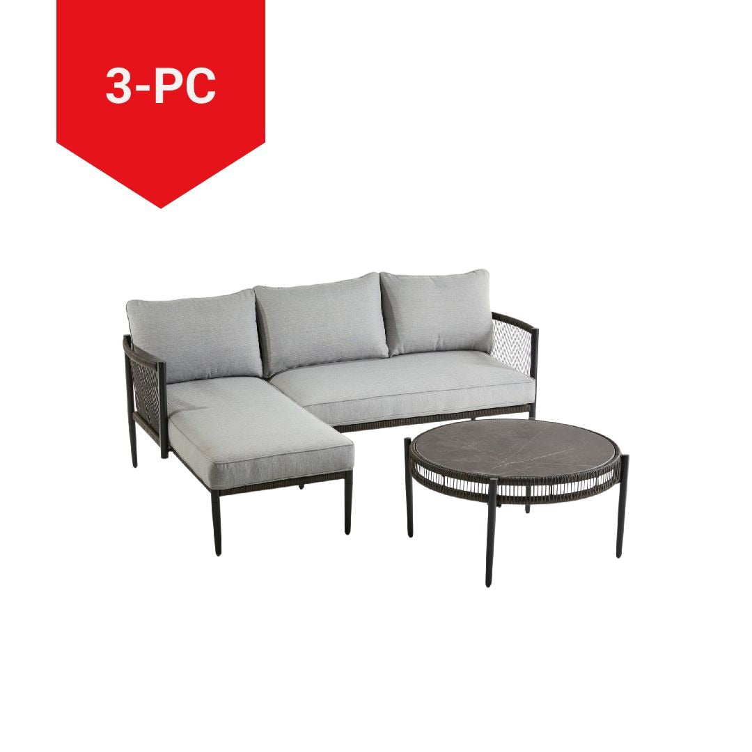 CANVAS Brooks Outdoor Patio Sectional Set, 3-pc, Water/Stain/Fade-Resistant Cushions