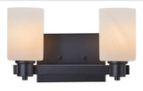 Canvas Cambray 2-Light Alabaster Shade Vanity Light, Black