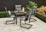 CANVAS Minden Steel Outdoor Patio Dining Set with Glass Top Table, Grey, 5-pc