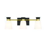 Canvas Springwater 3-Light Vanity with Opal Glass, Black