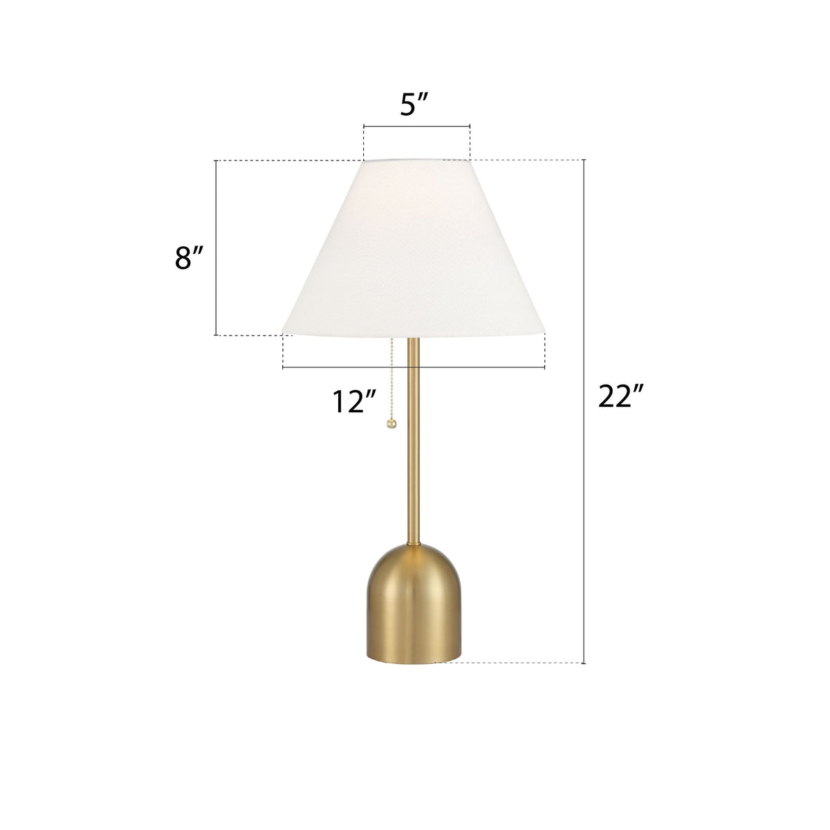 CANVAS White Linen Cone Shade Table Lamp, 22-in, Antique Brass