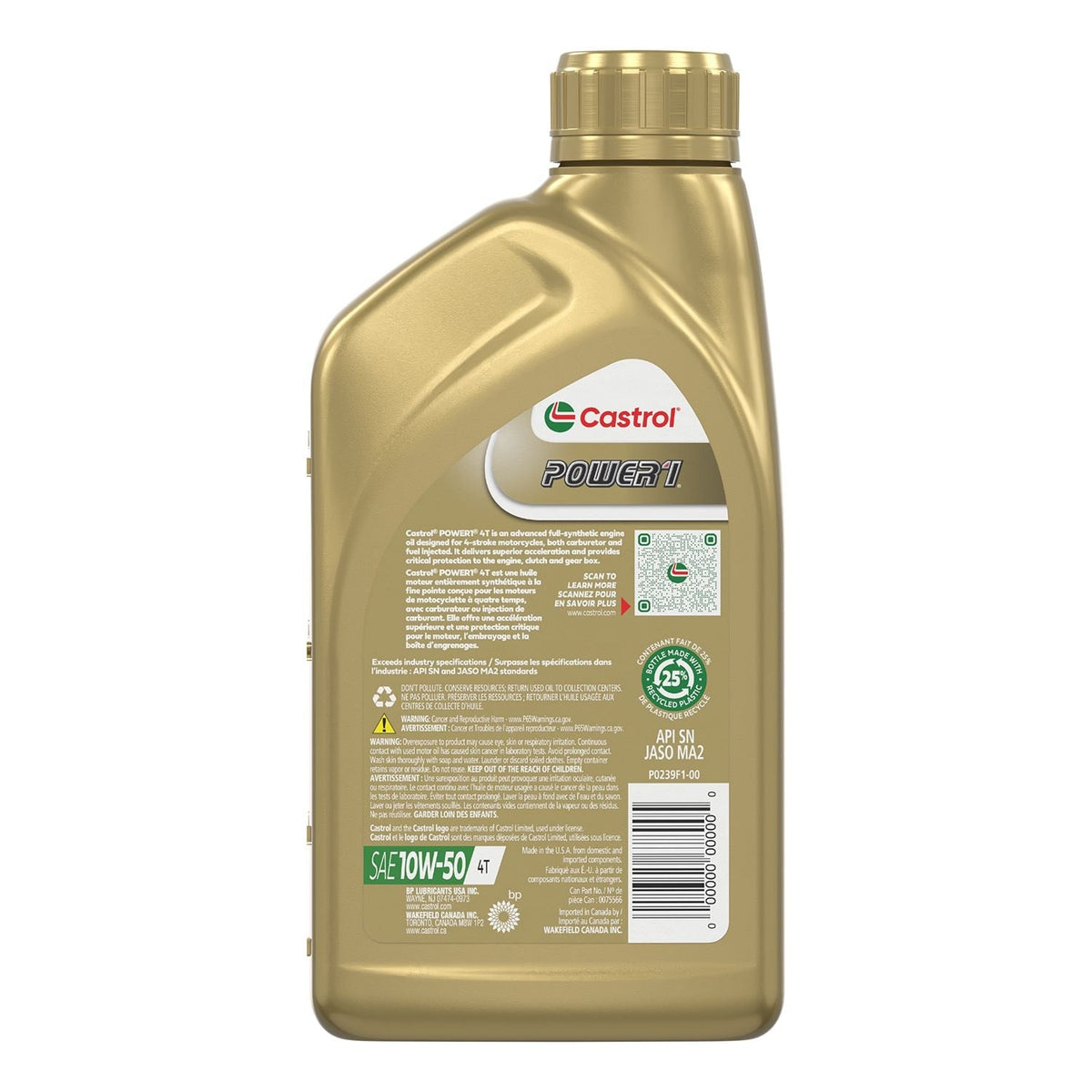 Power1 Motorcycle Oil 4T 10W50, 946-mL
