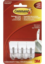 Command Micro Wire Utensil Hooks with Adhesive Strips, White, 0.5-lbs, 3 Strips Per Pack