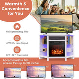 Fireplace TV Stand with LED Lights, White