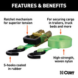 83028 16-ft Lime Green Cargo Straps with S-Hooks (1,100-lb, 2-pk)