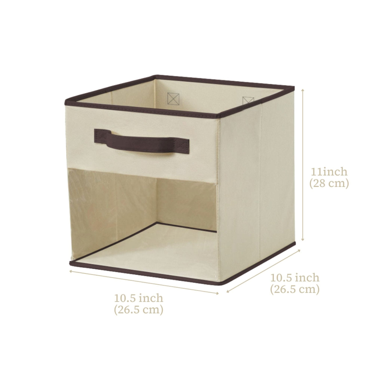 Collapsible Transparent Front Cube, 11-in, 6-pk, Beige