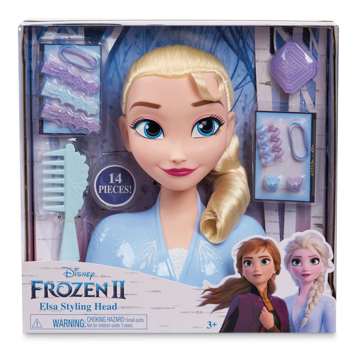 Frozen Elsa Styling Head Toy with 14 Accessories for Hair Styling and Braiding, Ages 3+