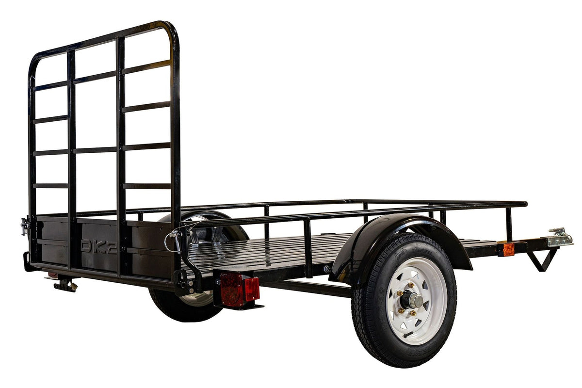 by Marlon 4x6-ft Single-Axle Black Open Rail Utility Trailer with Ramp Gate, 1314-lb Capacity