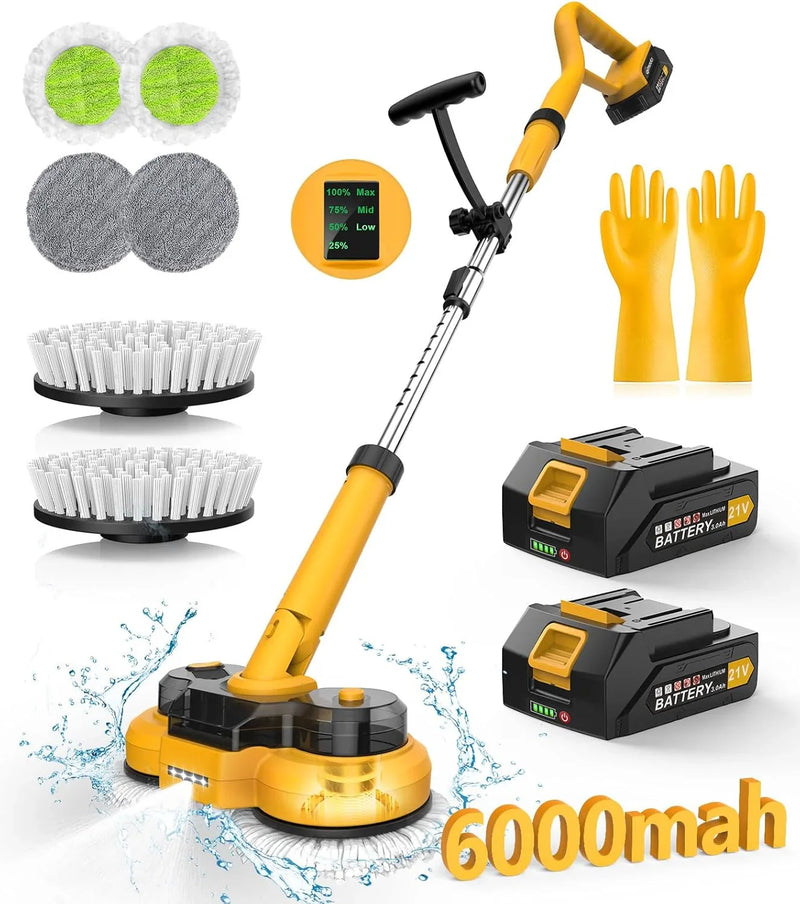 6000mAh Battery Electric Mop M1, 800RPM Cordless Electric Power Scrubber & Mops for Floor Cleaning, Best Automatic Spin Mops with Smart Display,Rotating Mop with LED Light & Water Spray-qimedo Q3571