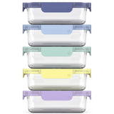 Colour Lock Glass Meal Prep Food Storage Container Set with Leakproof Lids, 10-pc