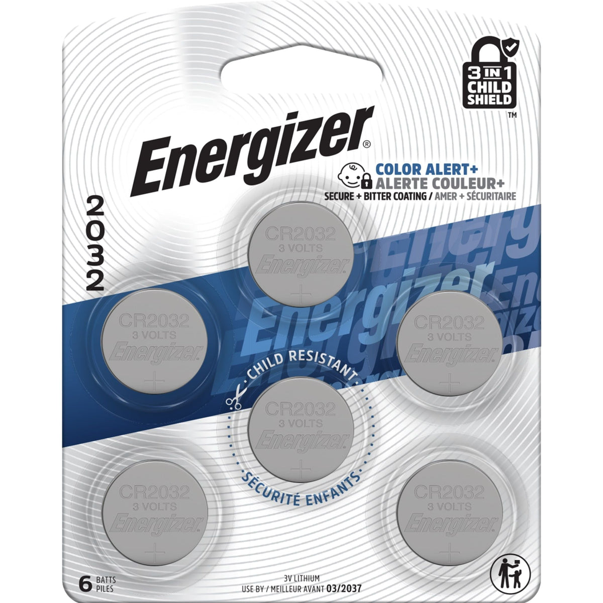 6-pk CR2032 3V / 3 Volt Lithium Coin Cell Batteries, Long Lasting