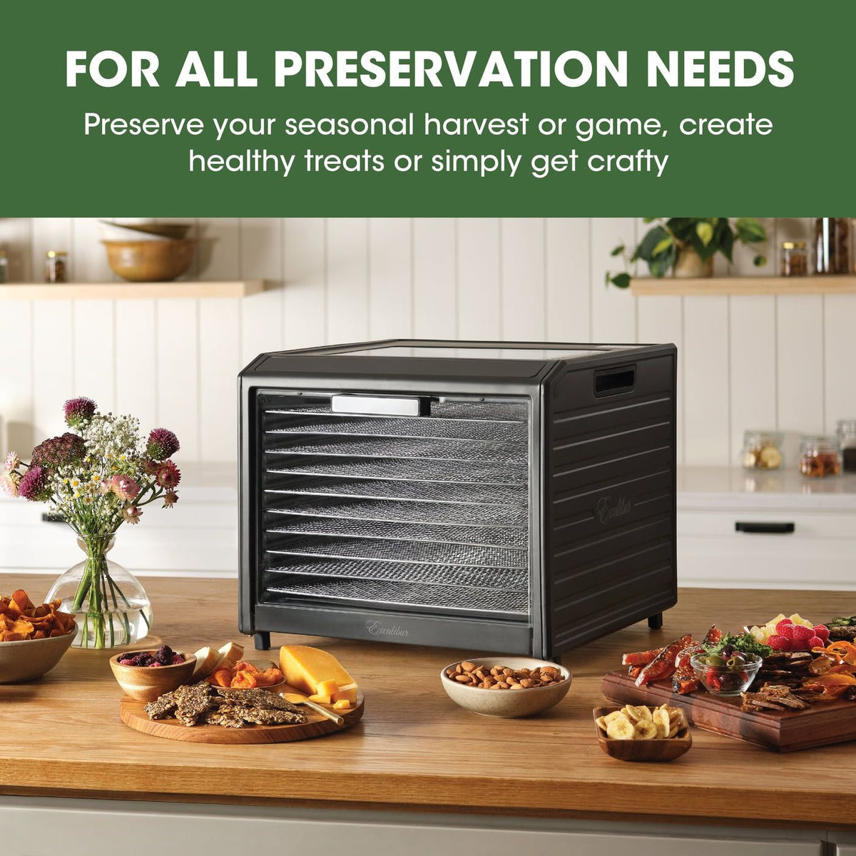 Performance Series 10-Tray Food Dehydrator, Steel, 700W, Stainless Steel, Black