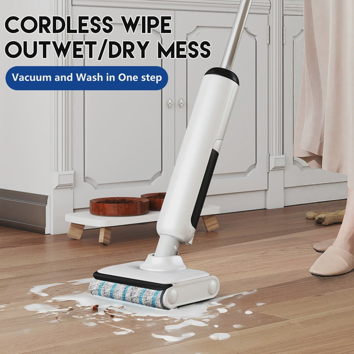 HABIUBIU Vacuum Mop All in One, Wet Dry Vacuum Cleaner, Cordless Cleaner Machine for Tile Hardwood Floor, Self Cleaning Electric Mop with 180 Lie-Flat
