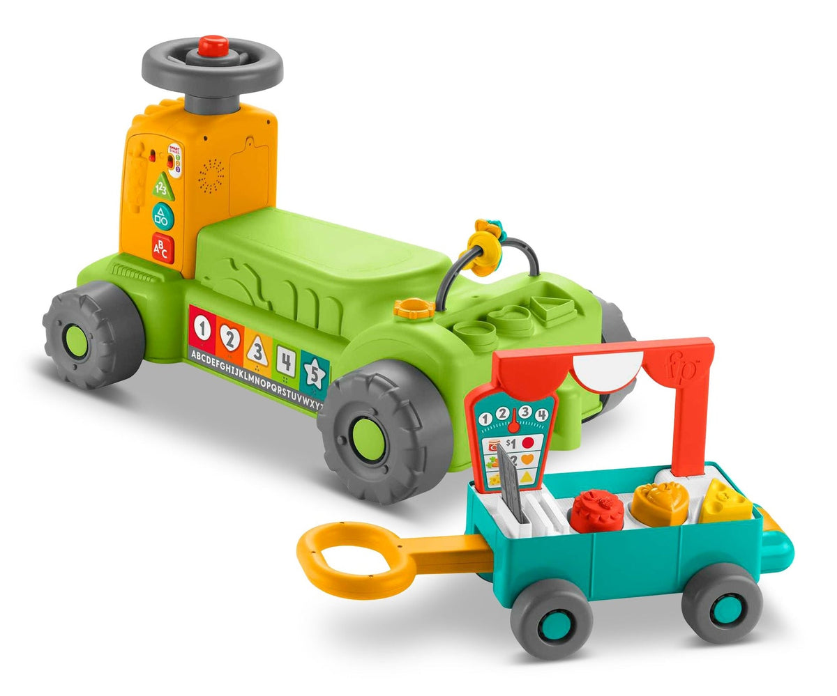 Laugh & Learn 4-in-1 Farm to Market Tractor Ride-On Learning Toy for Baby & Toddlers