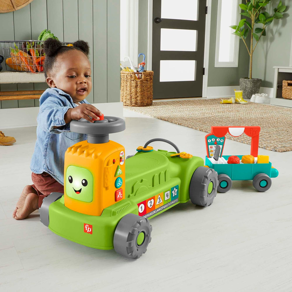 Laugh & Learn 4-in-1 Farm to Market Tractor Ride-On Learning Toy for Baby & Toddlers