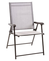 Bluebay Sling Folding Outdoor Patio Accent Chair, Grey, 25x24x37-in
