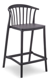 Elevated Plastic Bar Stool with Footrest, Black