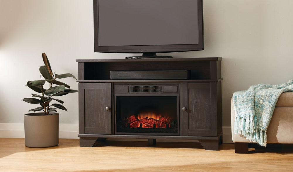 Hamilton Electric Fireplace TV Stand, 44.5-in, 1500W, Brown Cappucino