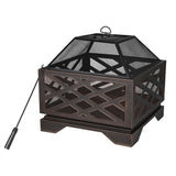 Lawrence Steel Outdoor Wood Burning Fire Pit with Fireplace Poker, 25 x 25 x 26-in