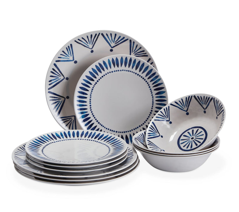 Patio Dinnerware Set, 12-piece, Blue F4069