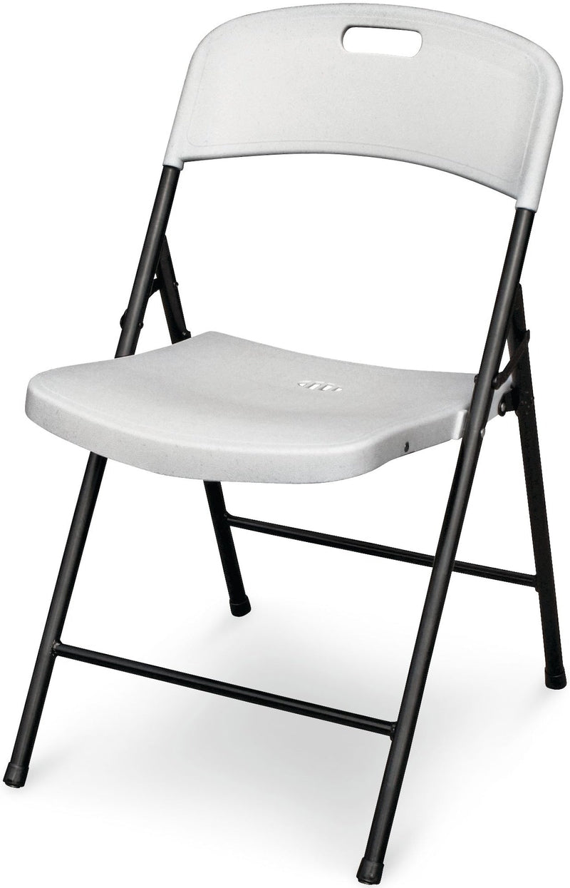 Portable Indoor/Outdoor Contoured Plastic & Metal Folding Chair, White Q3853