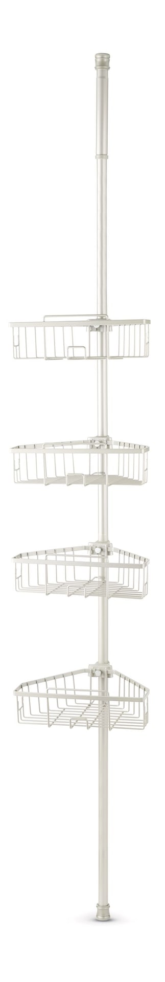 Rust-Resistant Adjustable Basket Tension Pole Shower Caddy, Nickel, 108-in x 11-in x 9-in R3296