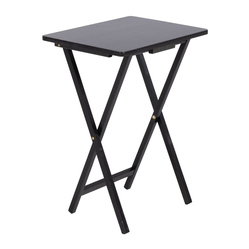 Solid Wood Folding TV Tray, Stain-Resistant, Black Y2375