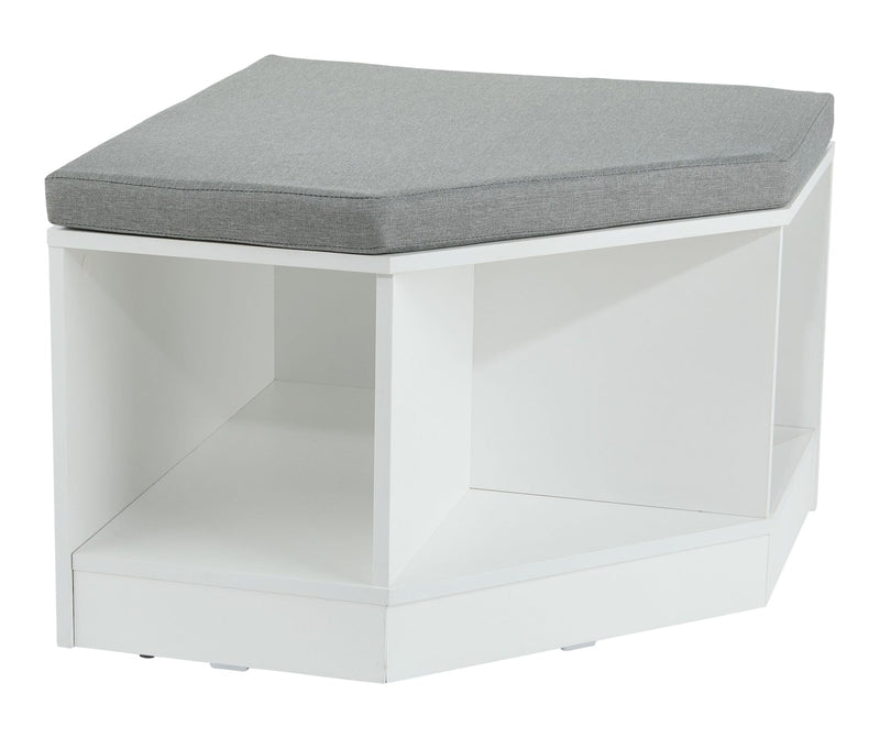 Space Saving Corner Bench with Storage, White/Grey X7690
