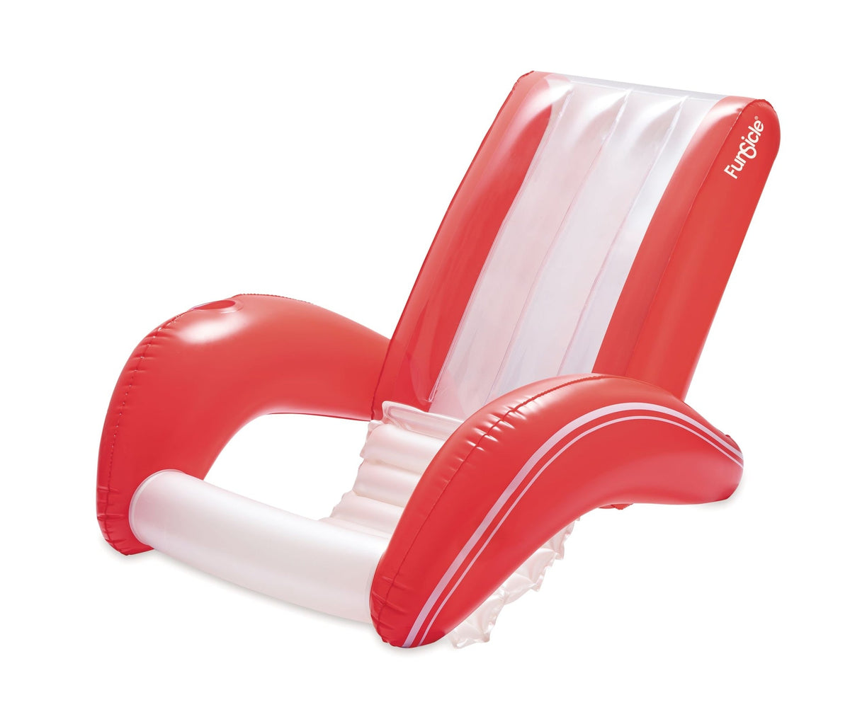 Red and White Recliner Floating Pool Lounger, Ages 14+