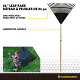 22-in Wide Poly 22-Tine Leaf Rake, 59-in Hardwood Shaft
