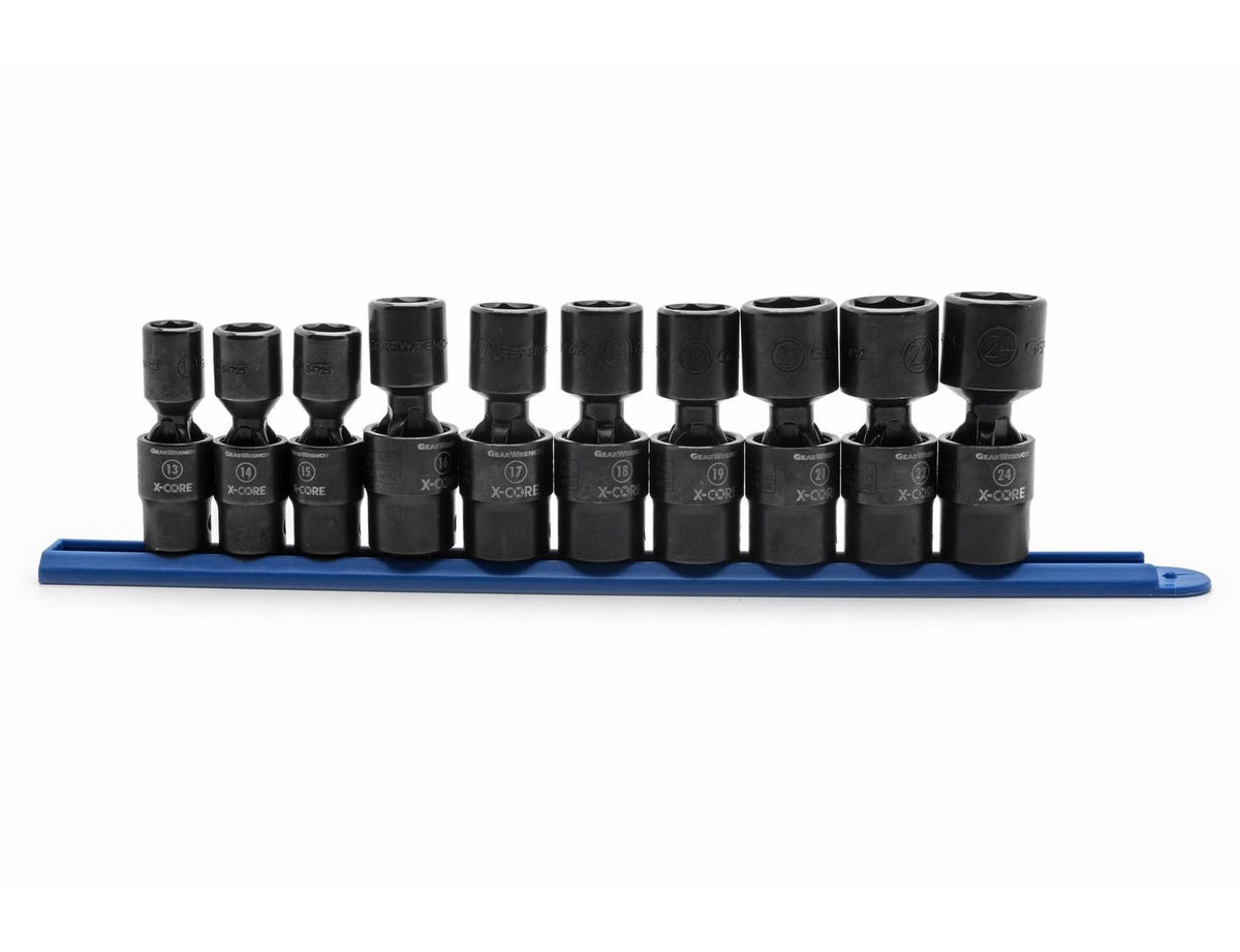 6 Point Standard Drive X-Core Pinless Universal Impact Socket Set, Metric, 1/2-in, 10-pc