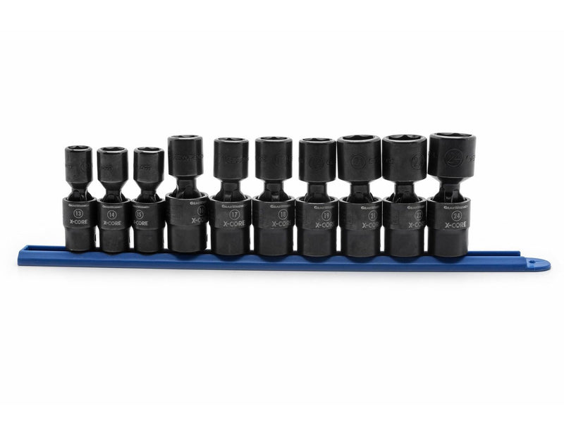 6 Point Standard Drive X-Core Pinless Universal Impact Socket Set, Metric, 1/2-in, 10-pc T2716