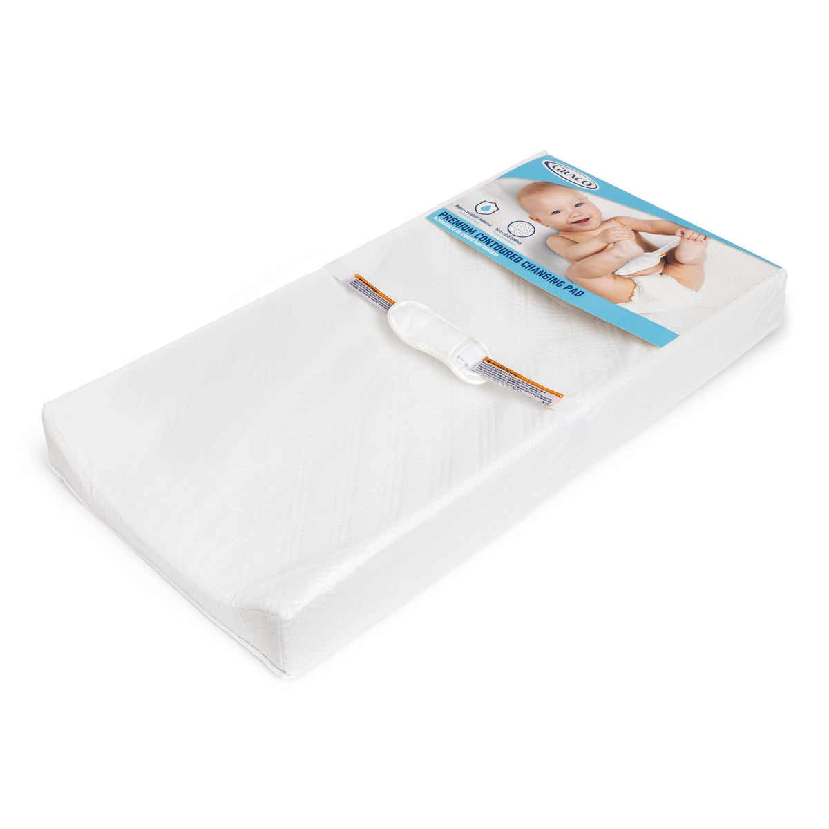 Premium Contoured Baby Changing Pad with Non-Skid Bottom, White