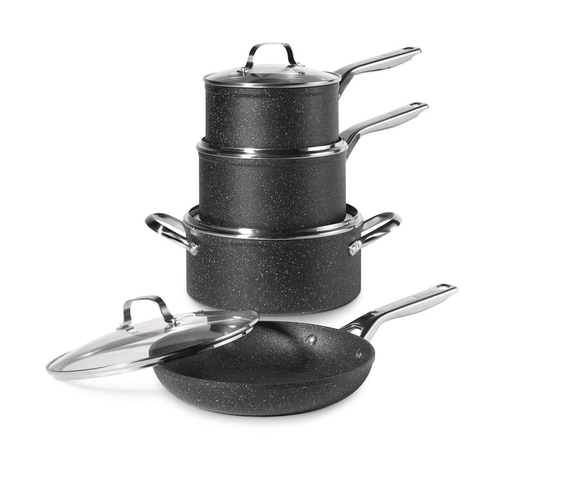 Rock Essence Cookware Set with Glass Lids, Aluminum, 8-pc C4498